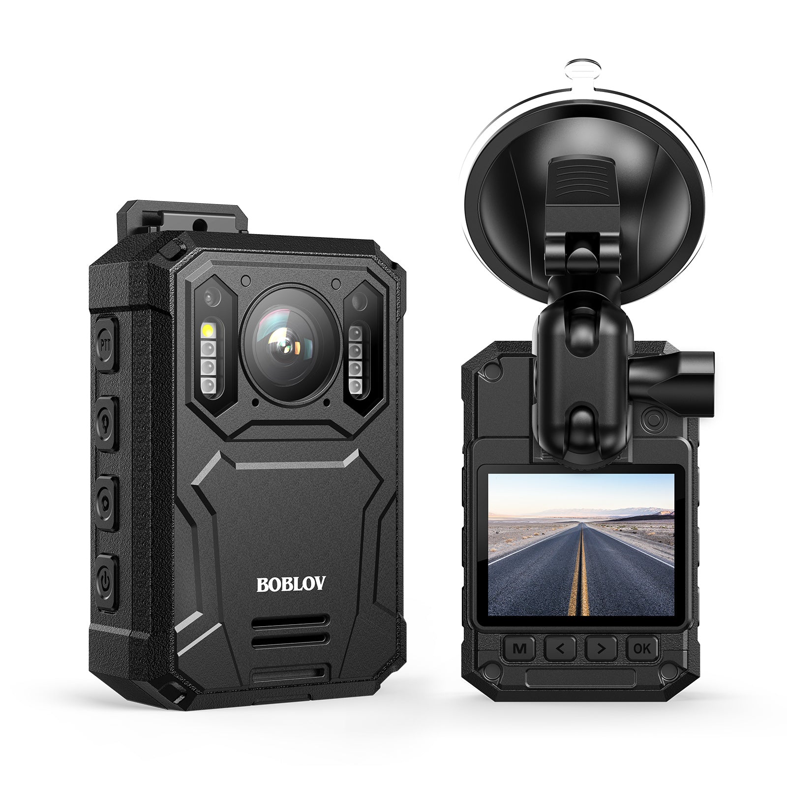 BOBLOV KJ23 Body Camera, 1296P Bodycam with Car Suction Mount, 14 Hours Record